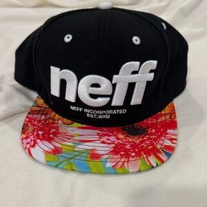 Neff Black Hat with Vibrant Floral Brim